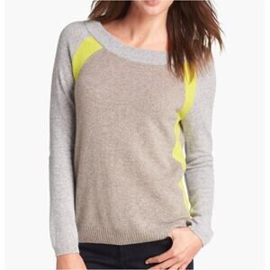 White + Warren 100% Cashmere Colorblock Sweater Small